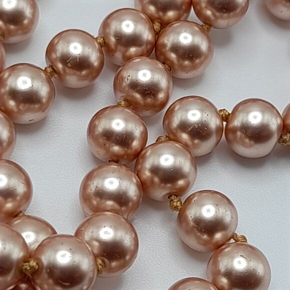 Vintage Faux Pearl Long Necklace, No Clasp, 58 Inches, Hand-knotted - Picture 6 of 11